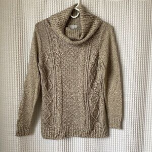 New York & Company Beige Cowl Neck Sweater